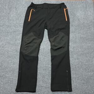 Gash Hao Snow Pants Mens 34x30 Black Softshell Fleece Lined Hiking Ski Snowboard